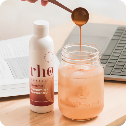 Rho Nutrition - Cellular Health Essentials Bundle – Liquid Liposomal Supplements for Healthy Aging & Cellular Support - NAD+, Curcumin + Resveratrol, & Glutathione (3 Pack)